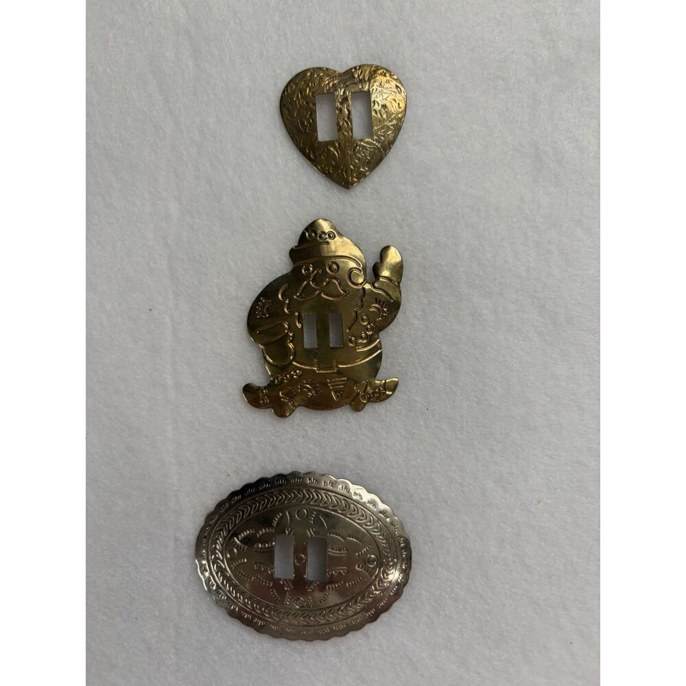 Concho Gold Tone Silver Tone Lot Of Three Santa Heart Oval Vintage